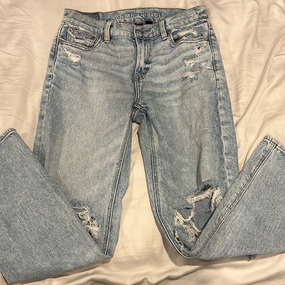 Women's Distressed Light Blue Jeans